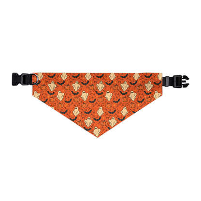 Pumpkin, Bats and Ghosts Pet Bandana Collar | Fall Dog Accessory for Halloween, Cute Pet Gift, Dog Costume, Pet Fashion, Seasonal Bandana