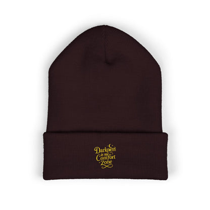 Darkness Cozy Embroidered Cuffed Beanie, Unisex Knit Beanie
