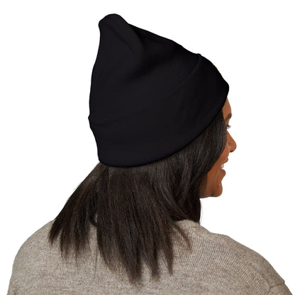Darkness Cozy Embroidered Cuffed Beanie, Unisex Knit Beanie