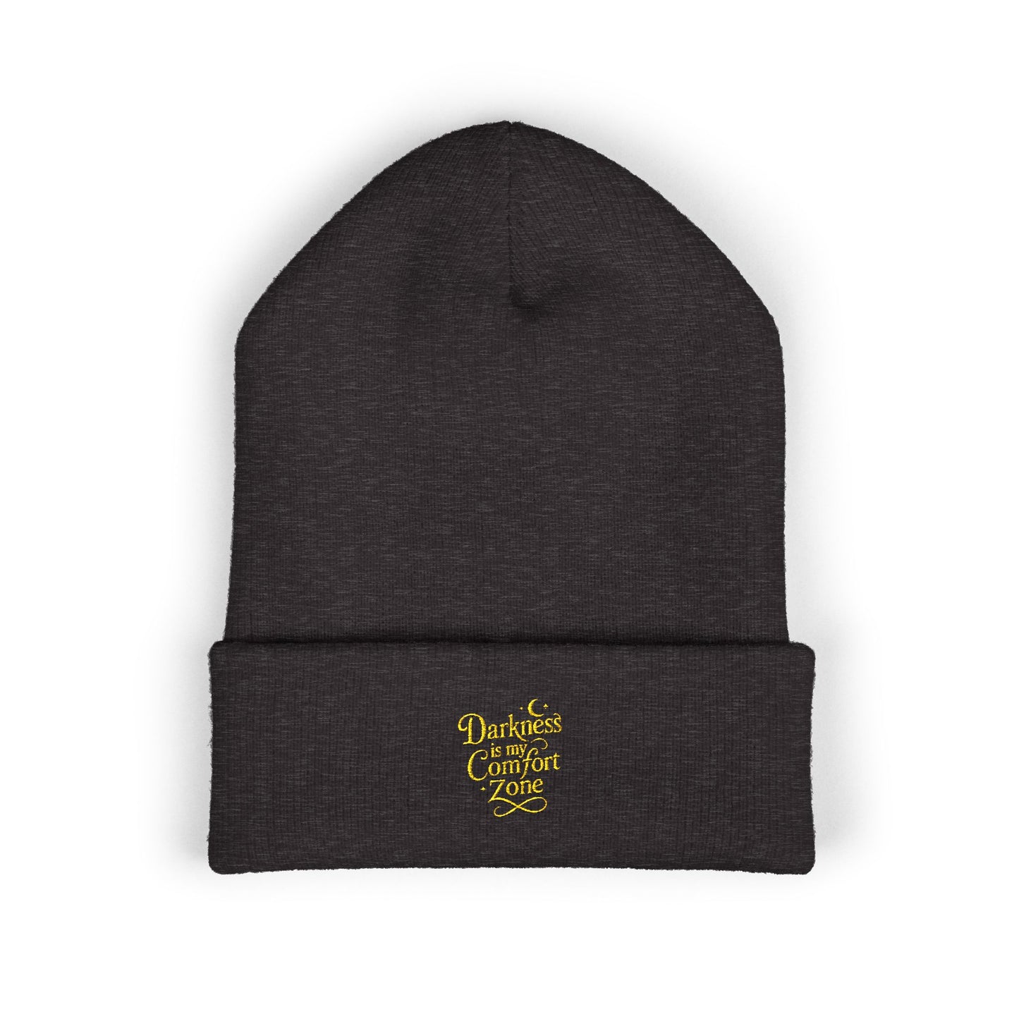 Darkness Cozy Embroidered Cuffed Beanie, Unisex Knit Beanie