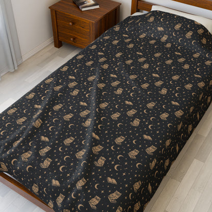 Starry Night Owls Cozy Velveteen Plush Blanket for Home