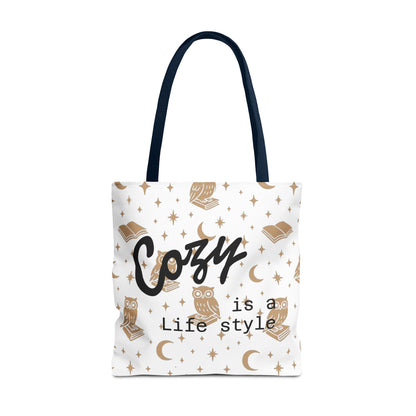 Cozy Is My Lifestyle Owl Print Tote Bag