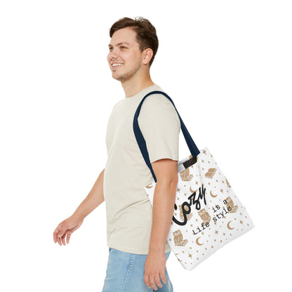 Cozy Is My Lifestyle Owl Print Tote Bag