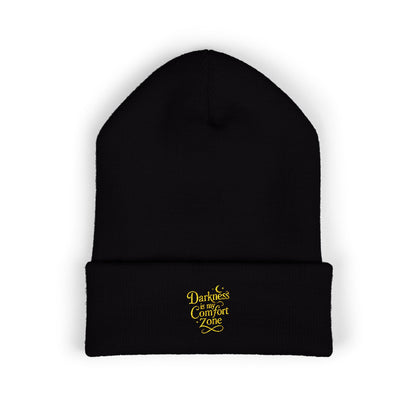 Darkness Cozy Embroidered Cuffed Beanie, Unisex Knit Beanie