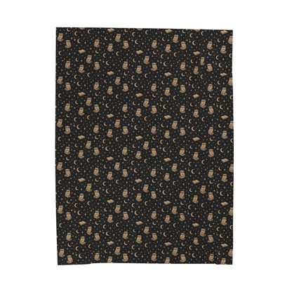 Starry Night Owls Cozy Velveteen Plush Blanket for Home