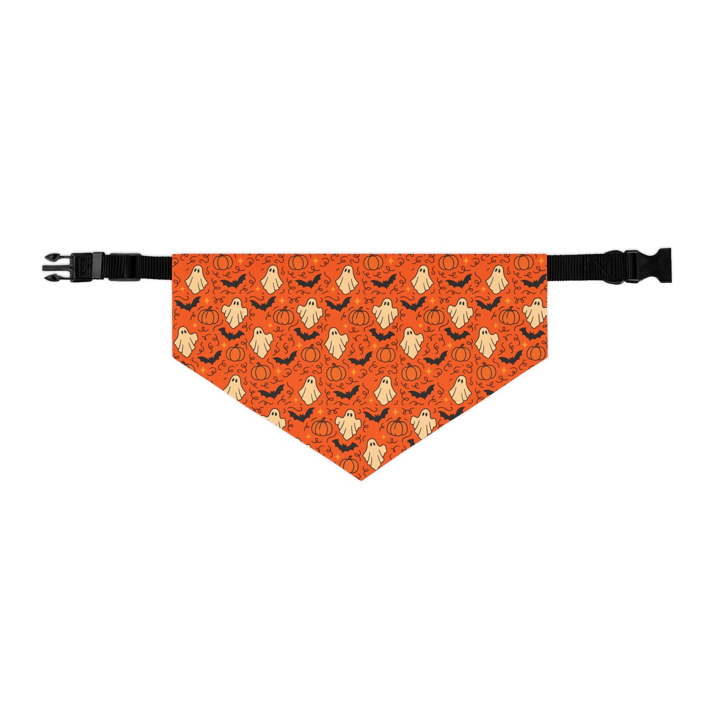 Pumpkin, Bats and Ghosts Pet Bandana Collar | Fall Dog Accessory for Halloween, Cute Pet Gift, Dog Costume, Pet Fashion, Seasonal Bandana