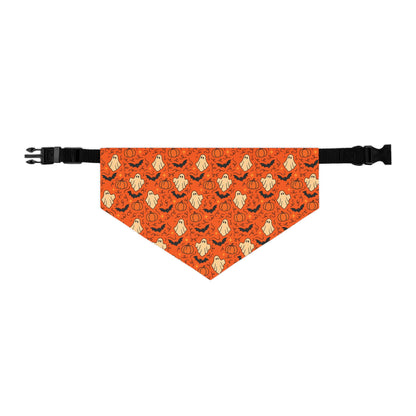 Pumpkin, Bats and Ghosts Pet Bandana Collar | Fall Dog Accessory for Halloween, Cute Pet Gift, Dog Costume, Pet Fashion, Seasonal Bandana