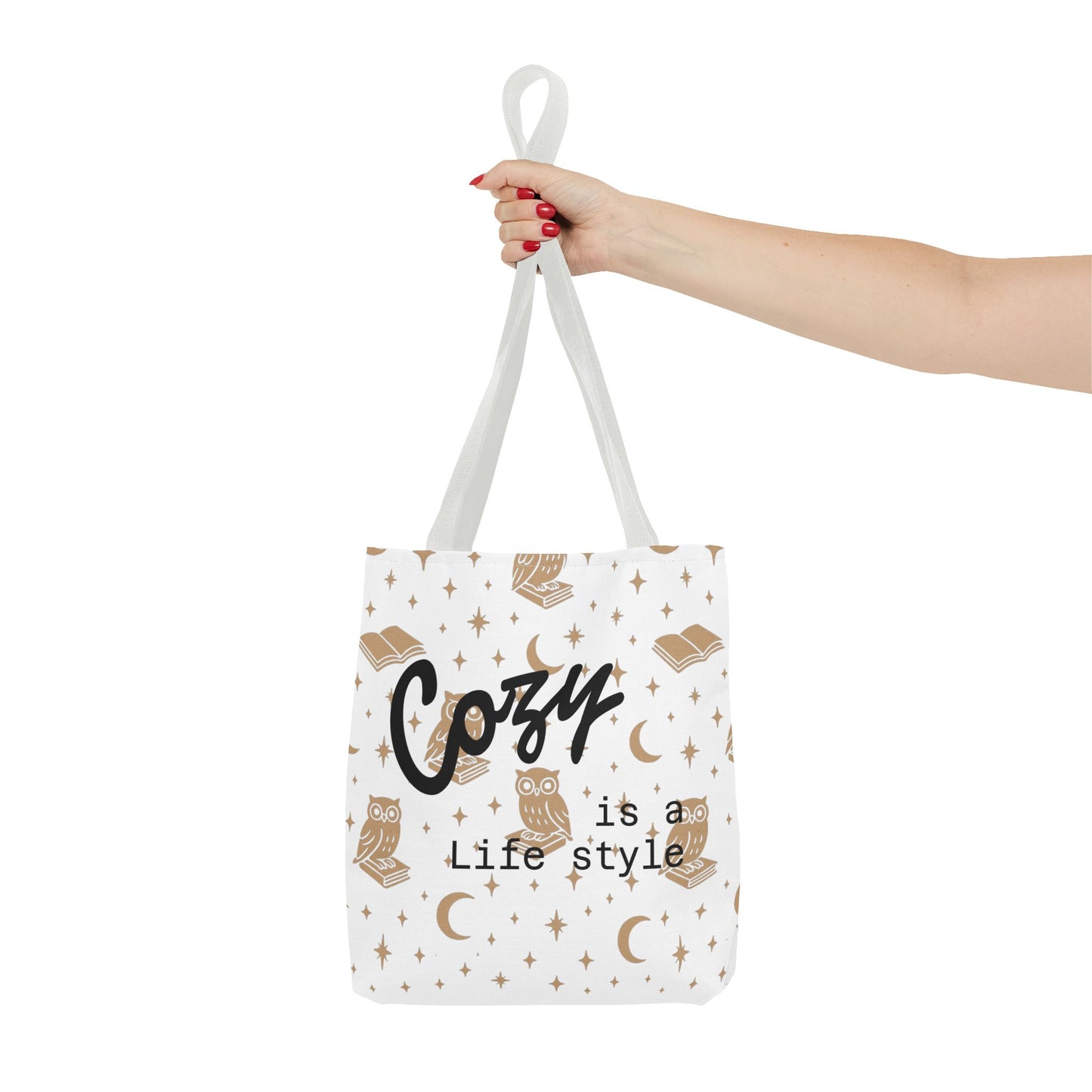 Cozy Is My Lifestyle Owl Print Tote Bag