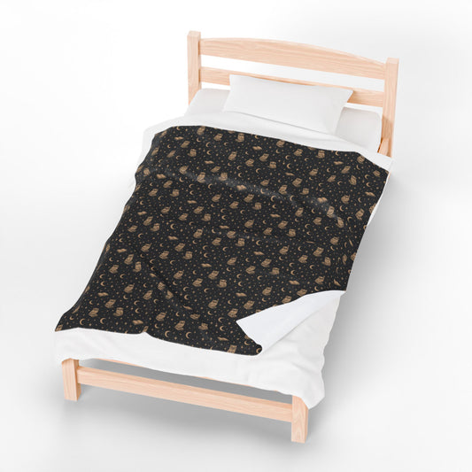Starry Night Owls Cozy Velveteen Plush Blanket for Home
