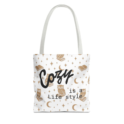 Cozy Is My Lifestyle Owl Print Tote Bag