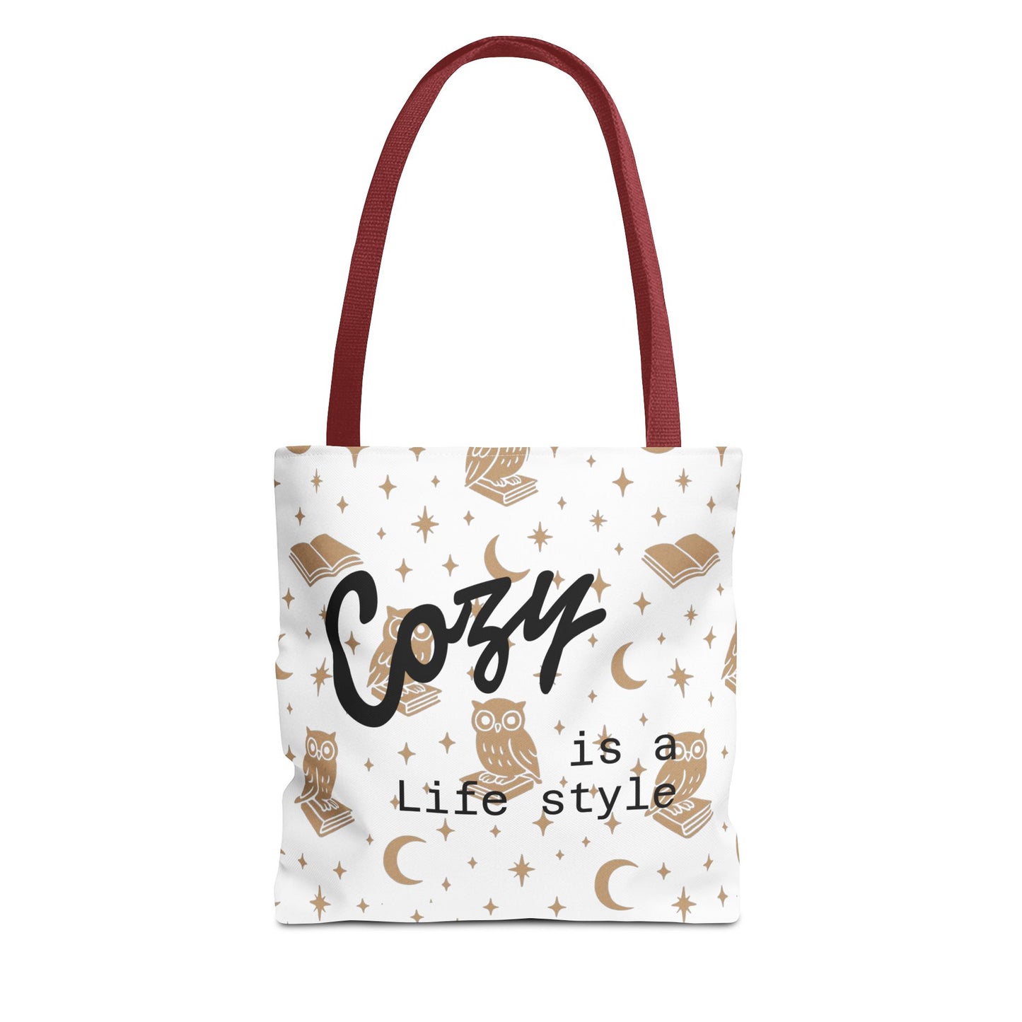 Cozy Is My Lifestyle Owl Print Tote Bag