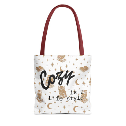 Cozy Is My Lifestyle Owl Print Tote Bag